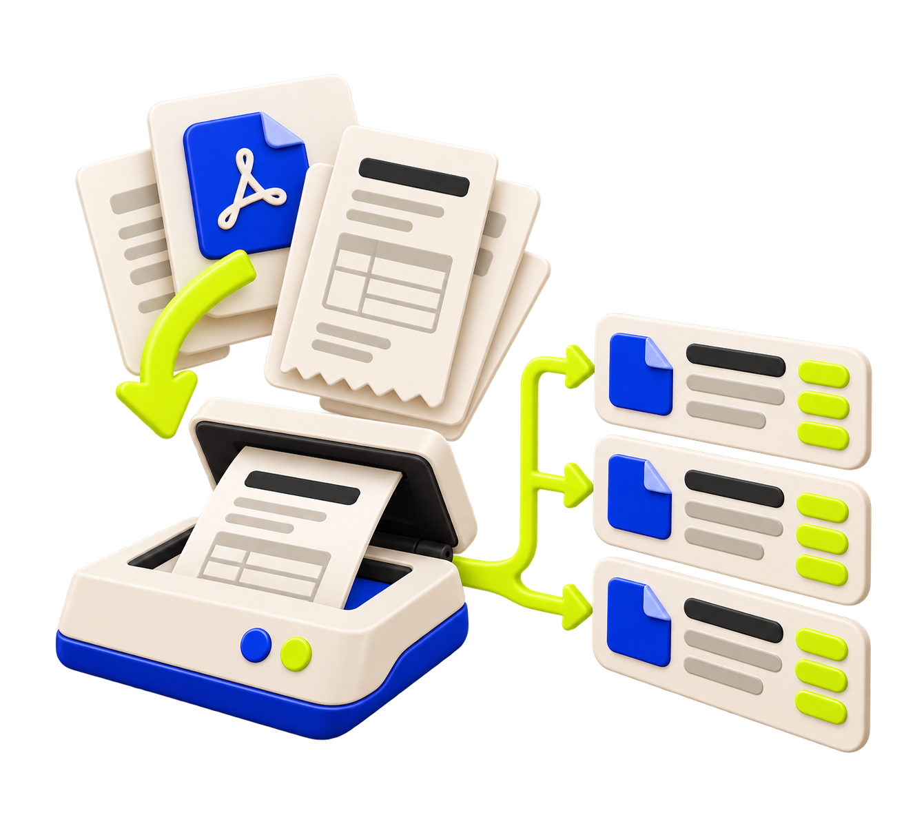 Documents organized into structured data